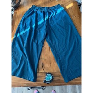 Bloomchic Teal‎ Blue Wide Leg Cropped Culotte Pants Elastic Women's Size 10-30